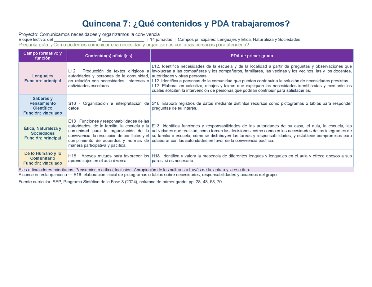 PLANEACIÓN 1° Primaria Segundo Periodo (Dic, Ene, Feb, Mar) ✏️Editable en Word