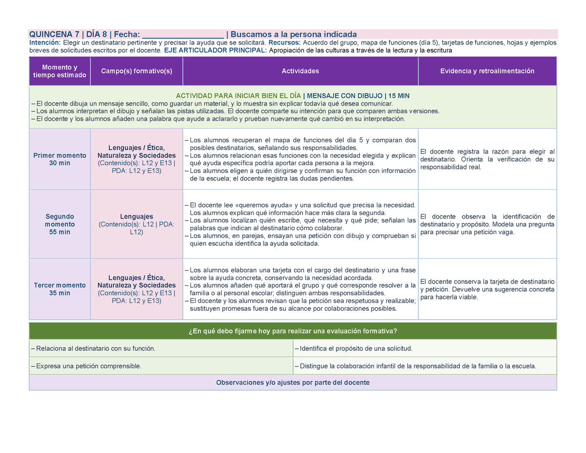 PLANEACIÓN 1° Primaria Segundo Periodo (Dic, Ene, Feb, Mar) ✏️Editable en Word