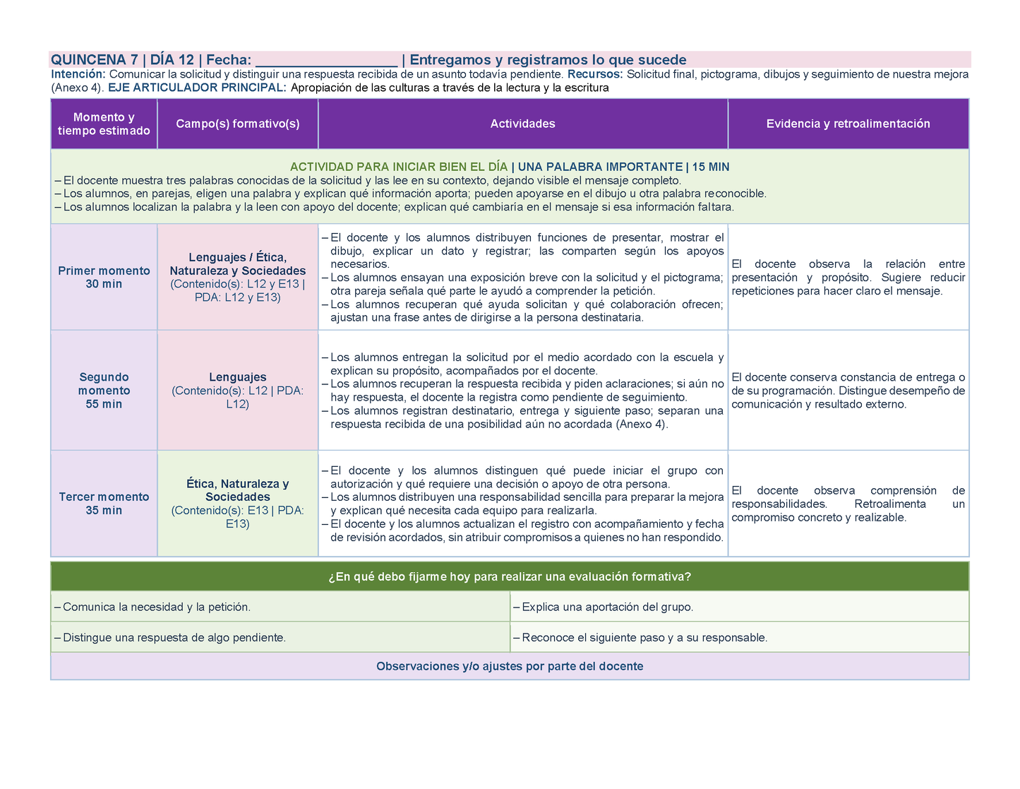PLANEACIÓN 1° Primaria Segundo Periodo (Dic, Ene, Feb, Mar) ✏️Editable en Word
