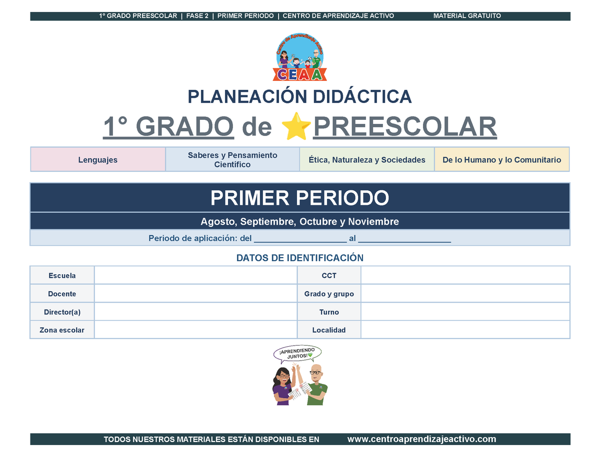 PLANEACIÓN 1° ⭐Preescolar Primer Periodo (Sep, Oct, Nov) en 🎁PDF