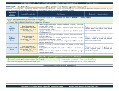 PLANEACIÓN 1° ⭐Preescolar Primer Periodo (Sep, Oct, Nov) en 🎁PDF