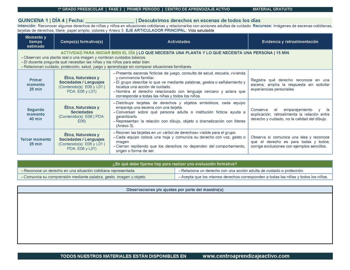 PLANEACIÓN 1° ⭐Preescolar Primer Periodo (Sep, Oct, Nov) en 🎁PDF