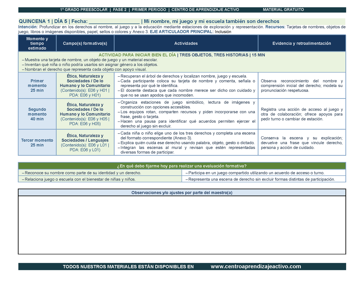 PLANEACIÓN 1° ⭐Preescolar Primer Periodo (Sep, Oct, Nov) en 🎁PDF