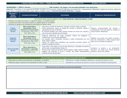 PLANEACIÓN 1° ⭐Preescolar Primer Periodo (Sep, Oct, Nov) en 🎁PDF