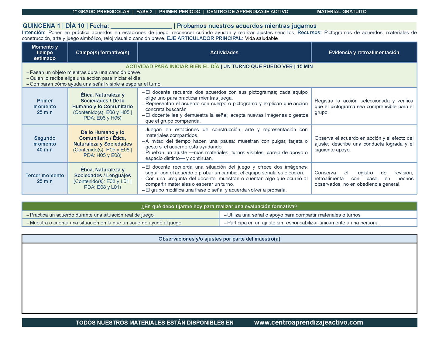 PLANEACIÓN 1° ⭐Preescolar Primer Periodo (Sep, Oct, Nov) en 🎁PDF