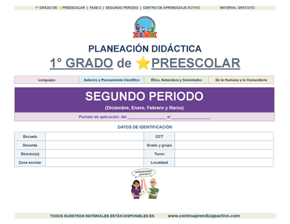 PLANEACIÓN 1° ⭐Preescolar Segundo Periodo (Dic, Ene, Feb, Mar) en 🎁PDF
