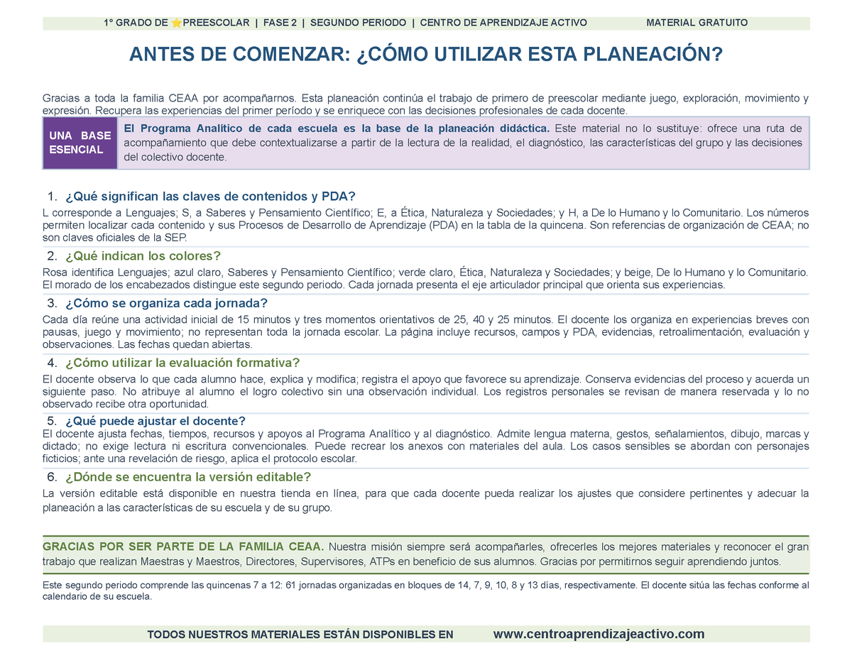 PLANEACIÓN 1° ⭐Preescolar Segundo Periodo (Dic, Ene, Feb, Mar) en 🎁PDF
