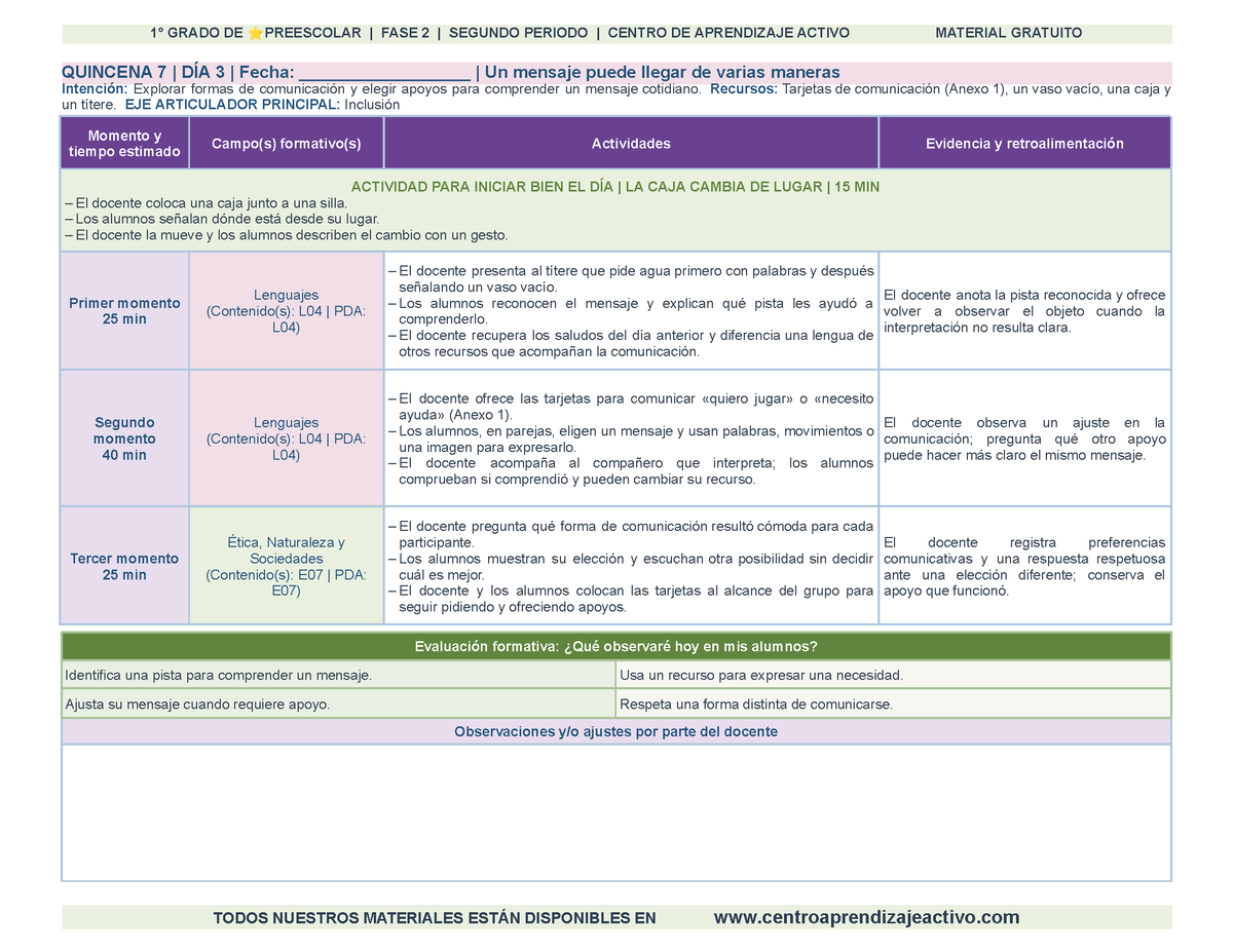 PLANEACIÓN 1° ⭐Preescolar Segundo Periodo (Dic, Ene, Feb, Mar) en 🎁PDF