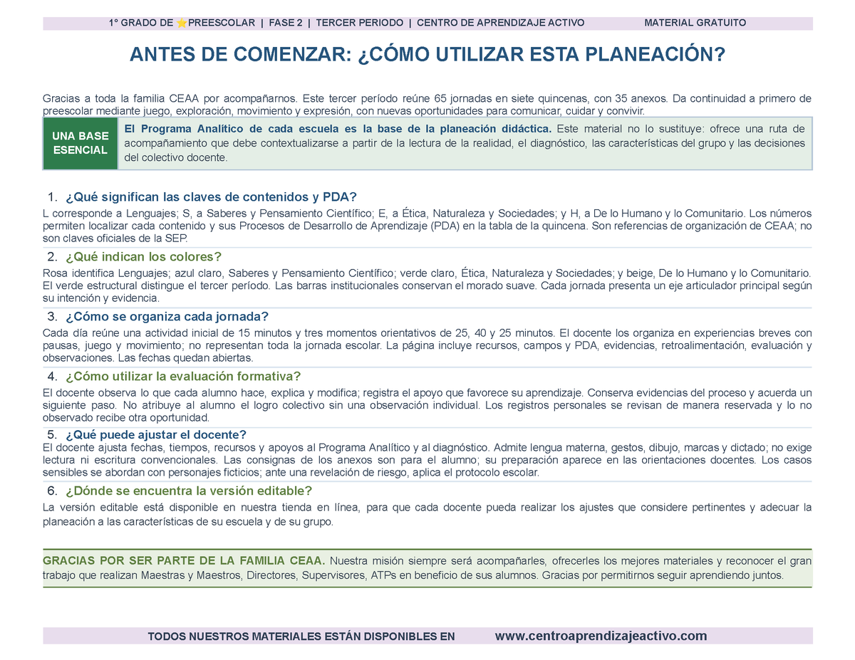 PLANEACIÓN 1° ⭐Preescolar Tercer Periodo (Abr, May, Jun, Jul) en 🎁PDF