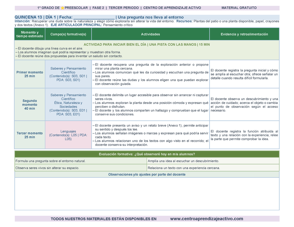 PLANEACIÓN 1° ⭐Preescolar Tercer Periodo (Abr, May, Jun, Jul) en 🎁PDF