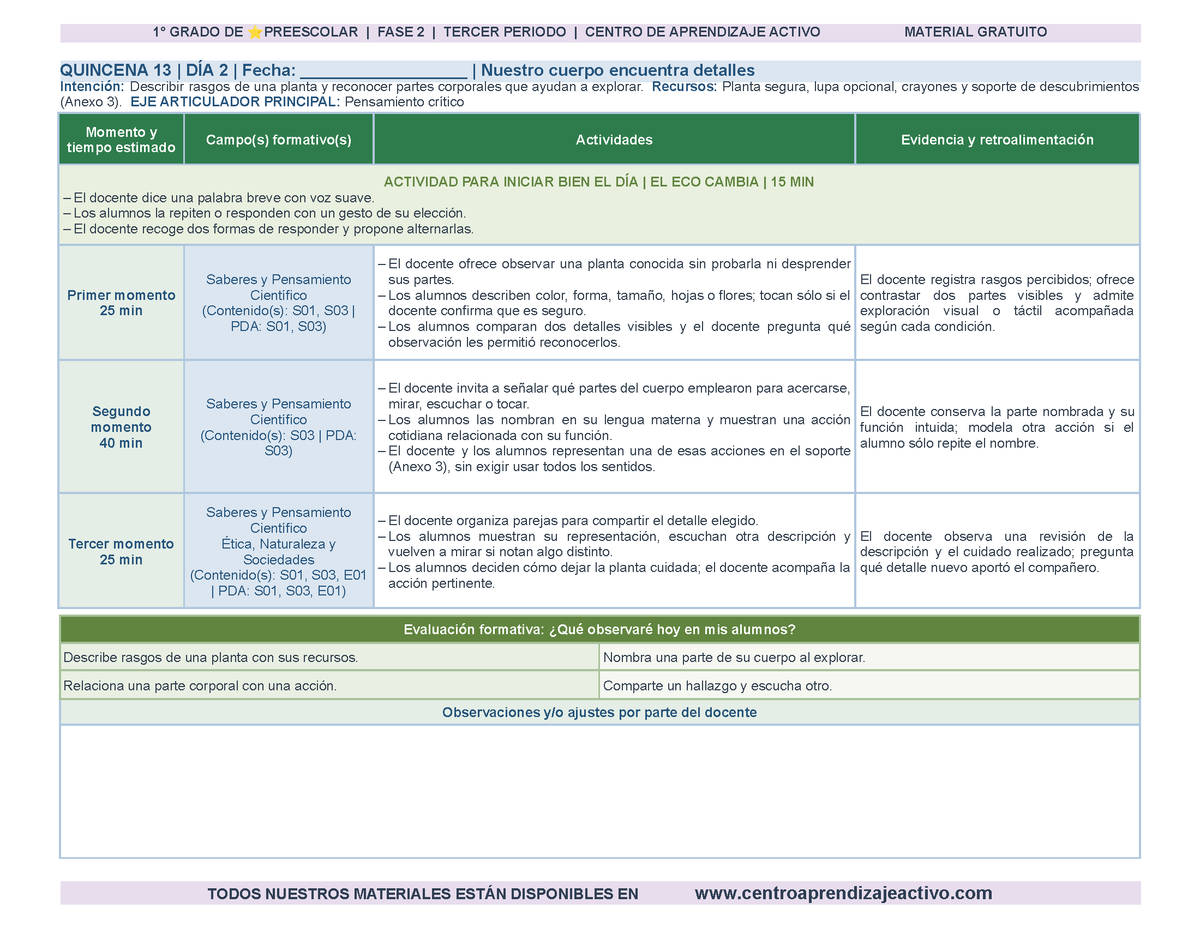 PLANEACIÓN 1° ⭐Preescolar Tercer Periodo (Abr, May, Jun, Jul) en 🎁PDF