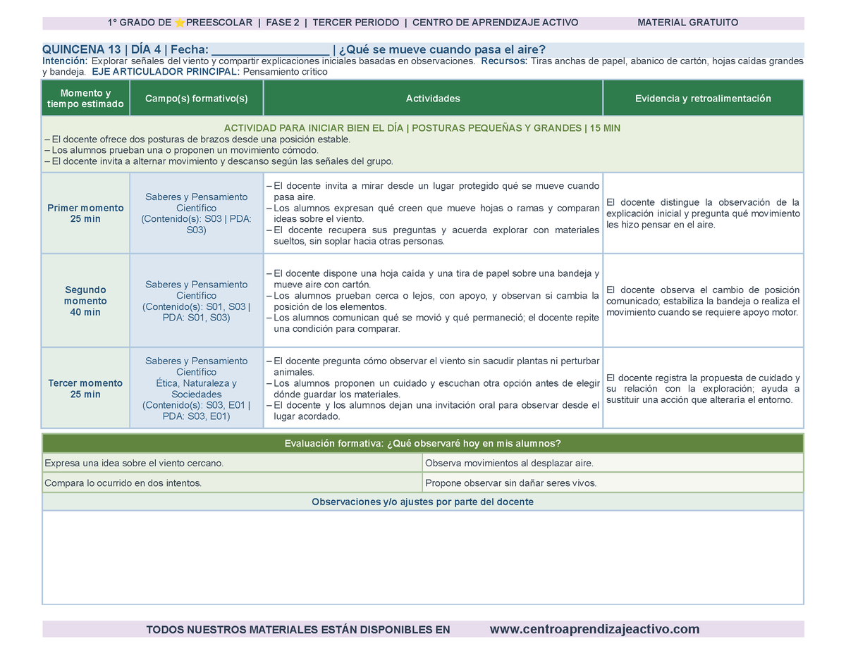 PLANEACIÓN 1° ⭐Preescolar Tercer Periodo (Abr, May, Jun, Jul) en 🎁PDF