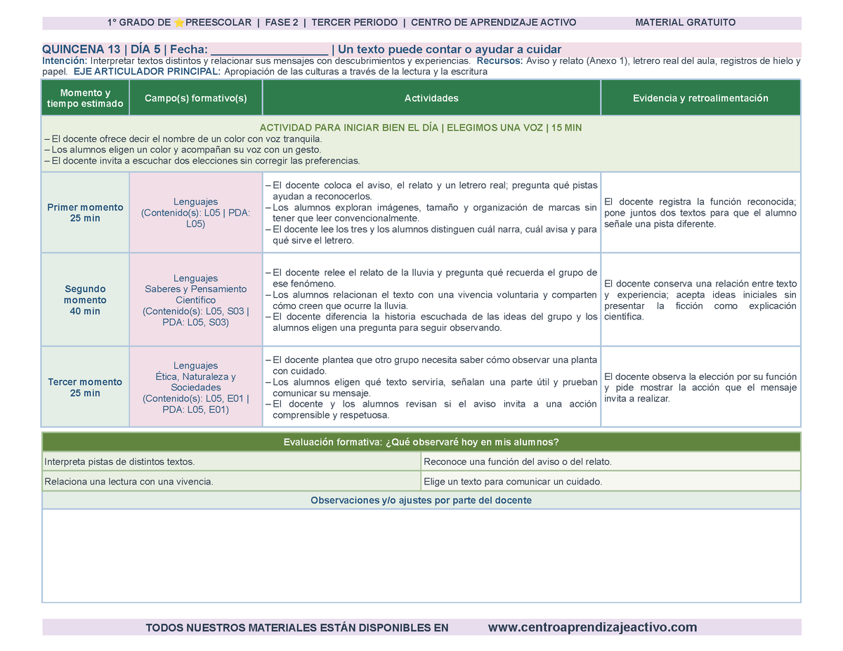 PLANEACIÓN 1° ⭐Preescolar Tercer Periodo (Abr, May, Jun, Jul) en 🎁PDF
