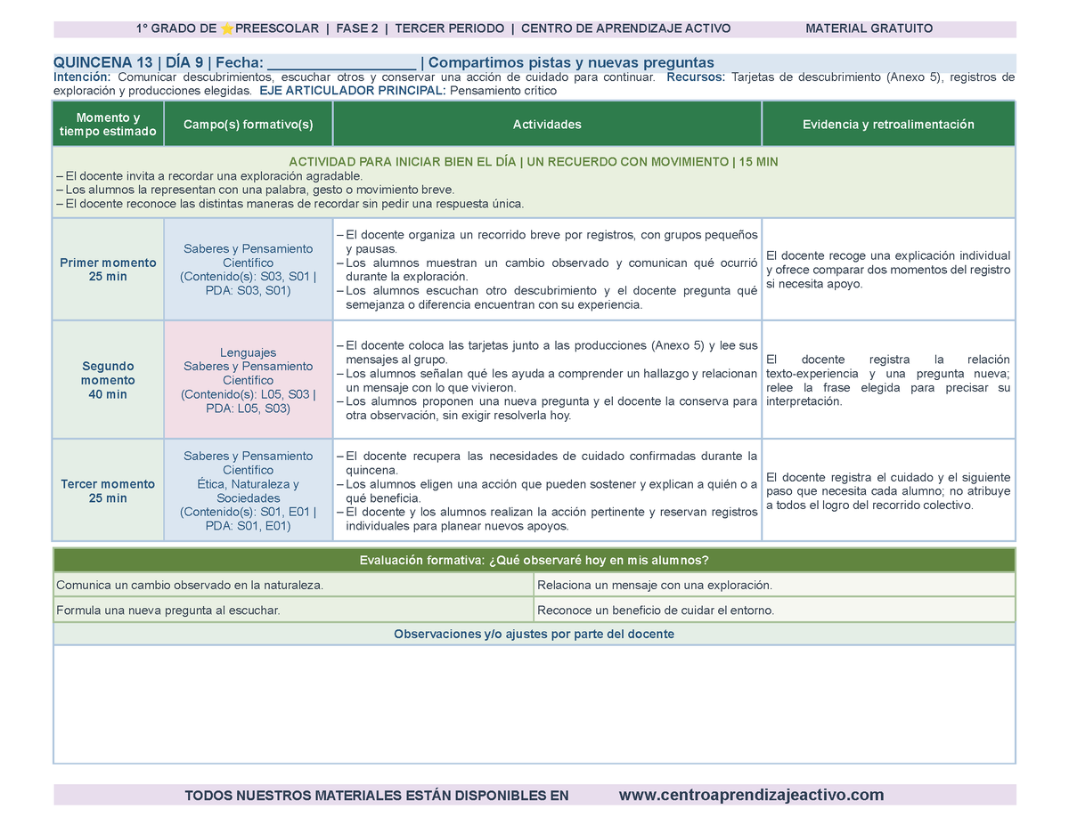 PLANEACIÓN 1° ⭐Preescolar Tercer Periodo (Abr, May, Jun, Jul) en 🎁PDF