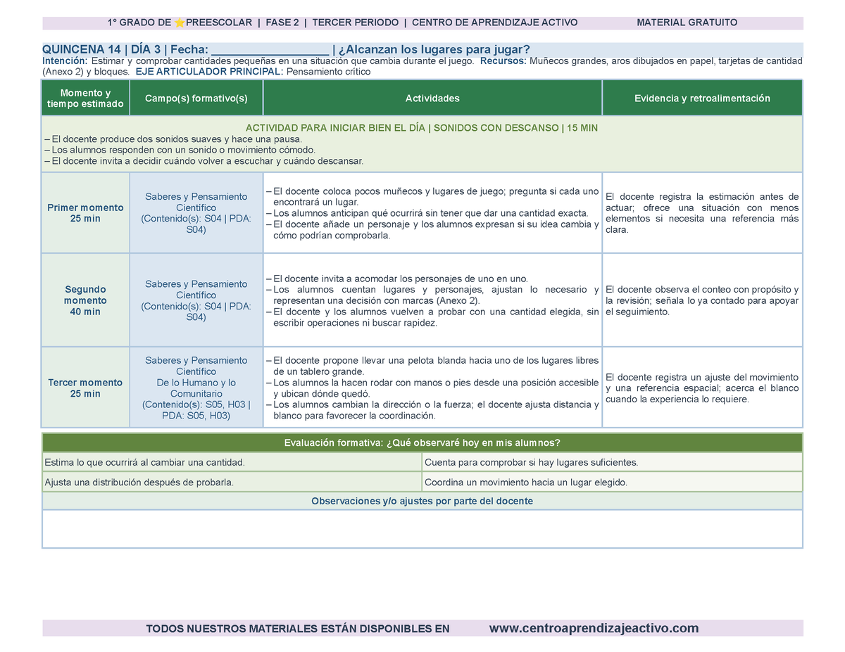 PLANEACIÓN 1° ⭐Preescolar Tercer Periodo (Abr, May, Jun, Jul) en 🎁PDF