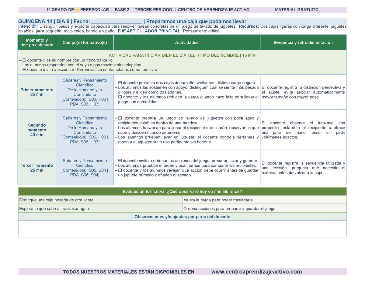 PLANEACIÓN 1° ⭐Preescolar Tercer Periodo (Abr, May, Jun, Jul) en 🎁PDF