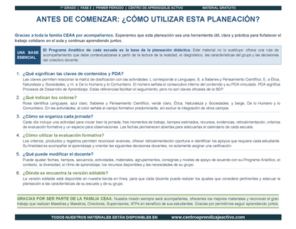 PLANEACIÓN 1° Primaria Primer Periodo (Sep, Oct, Nov) en PDF