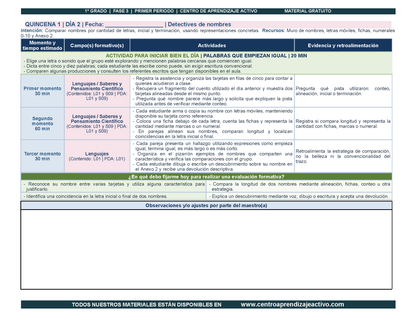 PLANEACIÓN 1° Primaria Primer Periodo (Sep, Oct, Nov) en PDF