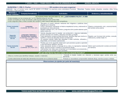 PLANEACIÓN 1° Primaria Primer Periodo (Sep, Oct, Nov) en PDF