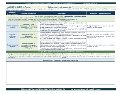 PLANEACIÓN 1° Primaria Primer Periodo (Sep, Oct, Nov) en PDF