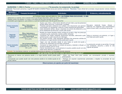 PLANEACIÓN 1° Primaria Primer Periodo (Sep, Oct, Nov) en PDF