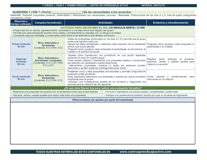 PLANEACIÓN 1° Primaria Primer Periodo (Sep, Oct, Nov) en PDF
