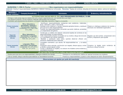 PLANEACIÓN 1° Primaria Primer Periodo (Sep, Oct, Nov) en PDF