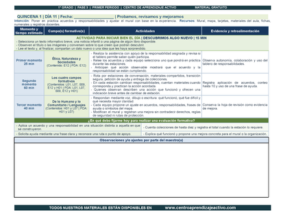 PLANEACIÓN 1° Primaria Primer Periodo (Sep, Oct, Nov) en PDF