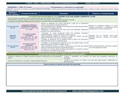 PLANEACIÓN 1° Primaria Primer Periodo (Sep, Oct, Nov) en PDF