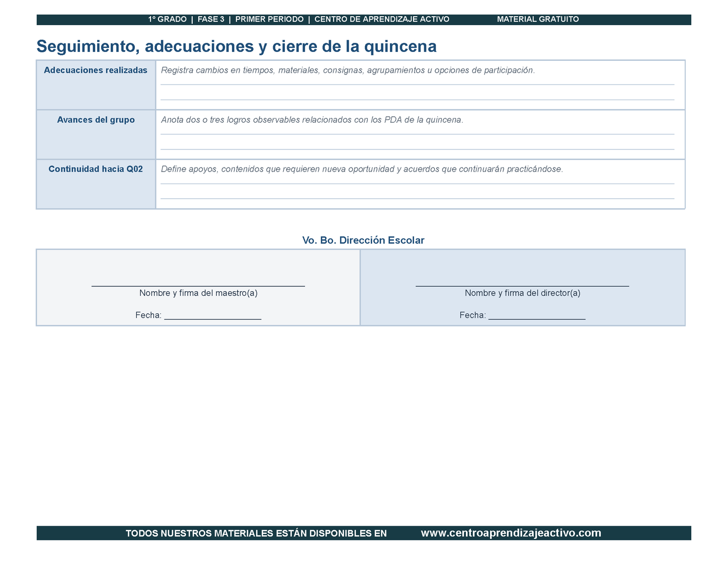 PLANEACIÓN 1° Primaria Primer Periodo (Sep, Oct, Nov) en PDF