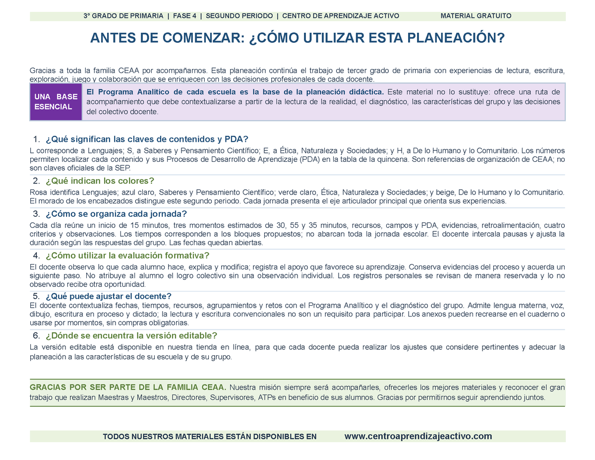PLANEACIÓN 3° Primaria Segundo Periodo (Dic, Ene, Feb, Mar) en 🎁PDF