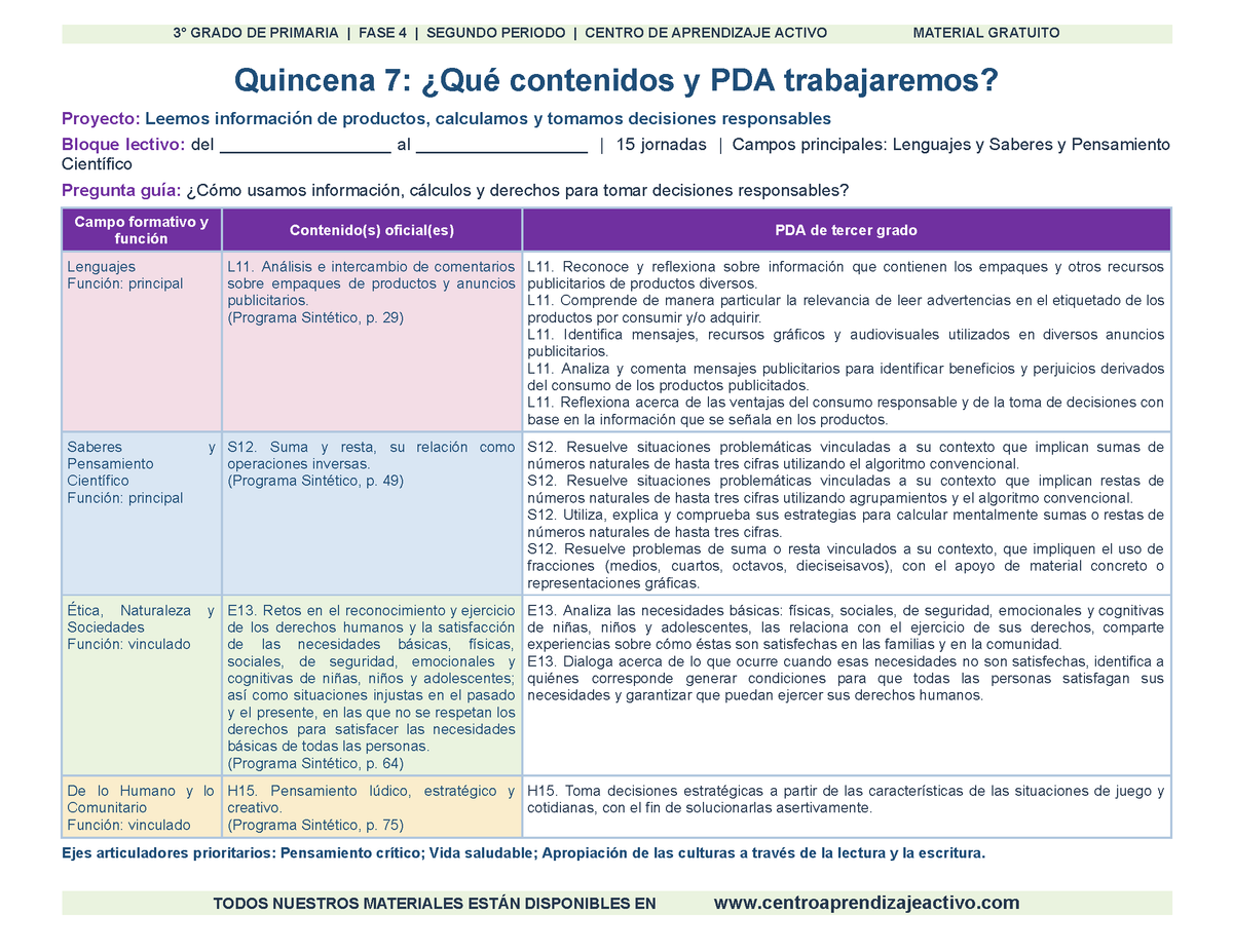 PLANEACIÓN 3° Primaria Segundo Periodo (Dic, Ene, Feb, Mar) en 🎁PDF