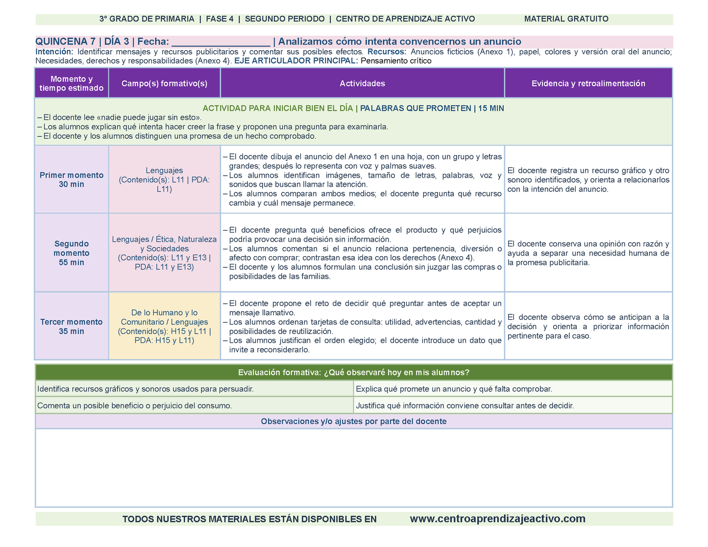 PLANEACIÓN 3° Primaria Segundo Periodo (Dic, Ene, Feb, Mar) en 🎁PDF