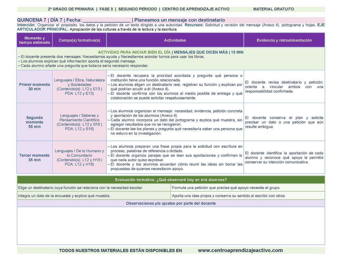 PLANEACIÓN 2° Primaria Segundo Periodo (Dic, Ene, Feb, Mar) en 🎁pdf