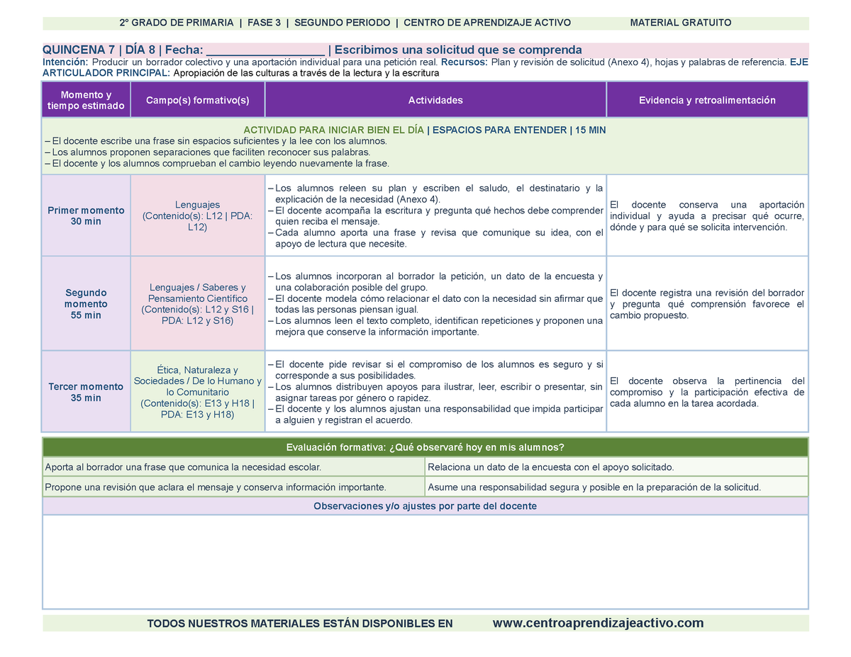 PLANEACIÓN 2° Primaria Segundo Periodo (Dic, Ene, Feb, Mar) en 🎁pdf
