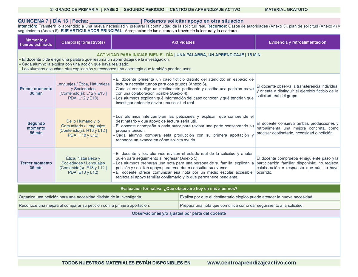 PLANEACIÓN 2° Primaria Segundo Periodo (Dic, Ene, Feb, Mar) en 🎁pdf