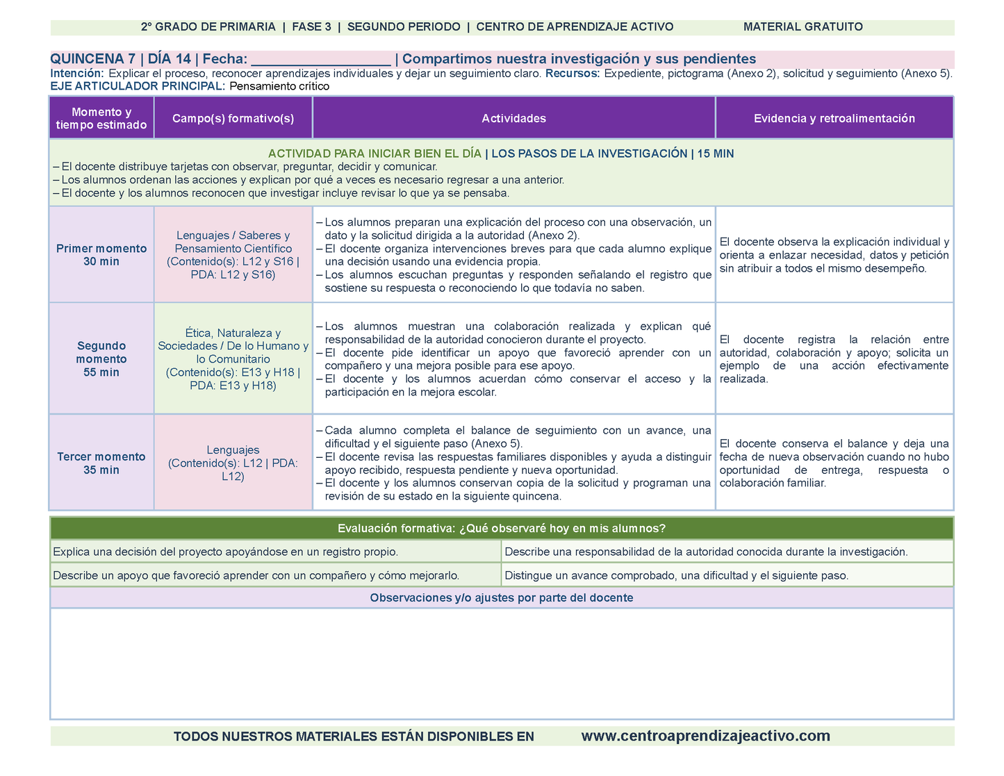 PLANEACIÓN 2° Primaria Segundo Periodo (Dic, Ene, Feb, Mar) en 🎁pdf