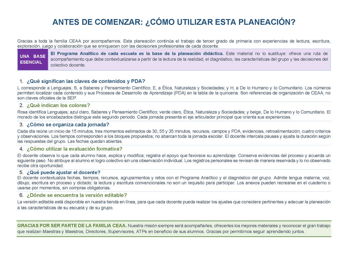 PLANEACIÓN 3° Primaria Segundo Periodo (Dic, Ene, Feb, Mar) ✏️Editable en Word