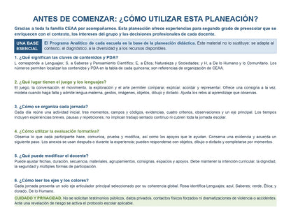PLANEACIÓN 2° ⭐Preescolar Primer Periodo (Sep, Oct, Nov) ✏️Editable en Word