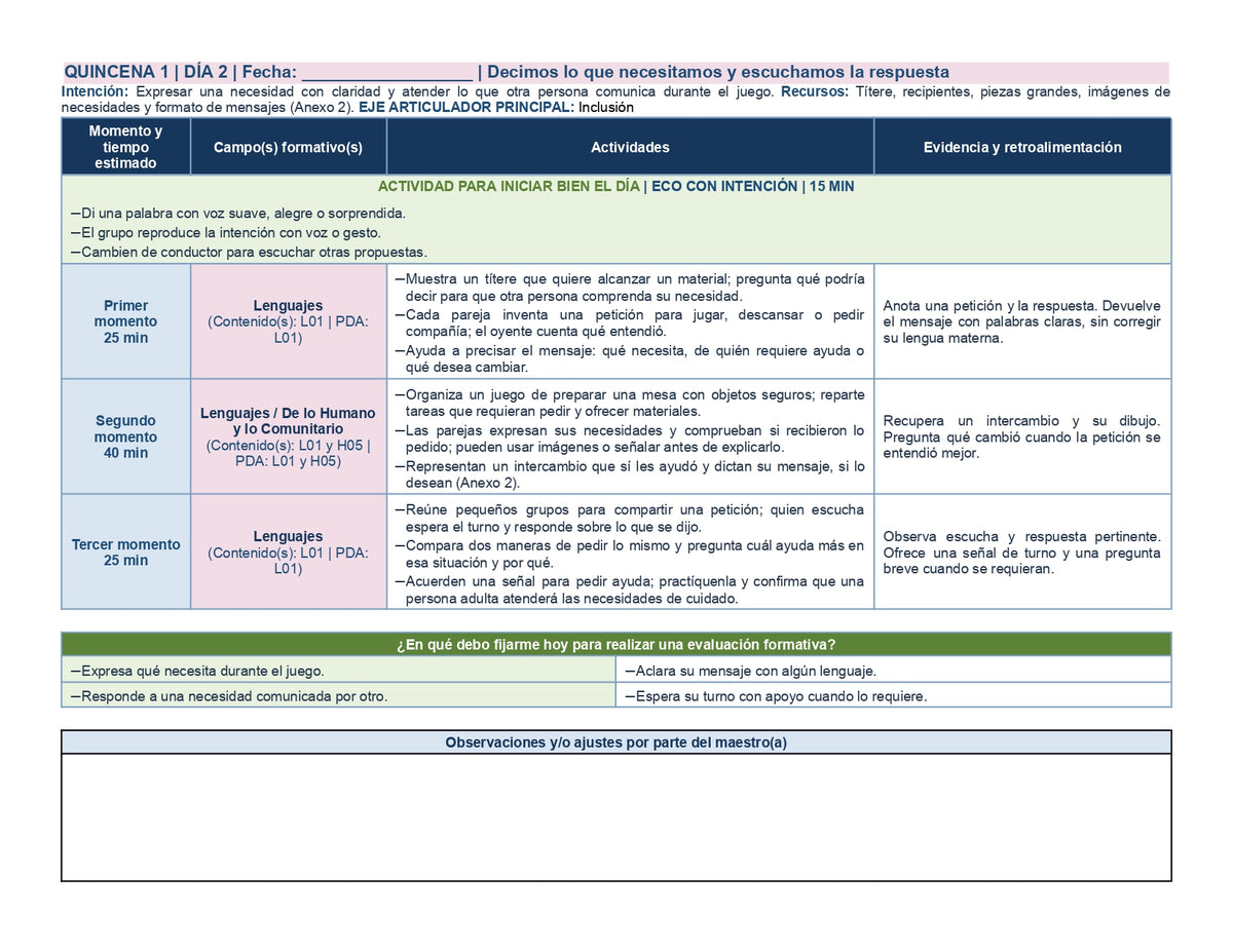 PLANEACIÓN 2° ⭐Preescolar Primer Periodo (Sep, Oct, Nov) ✏️Editable en Word