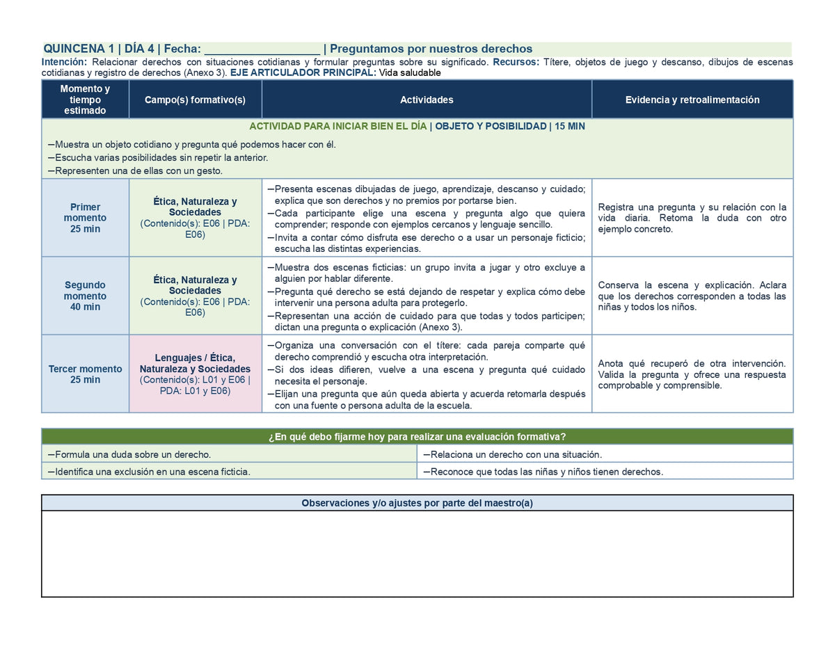 PLANEACIÓN 2° ⭐Preescolar Primer Periodo (Sep, Oct, Nov) ✏️Editable en Word
