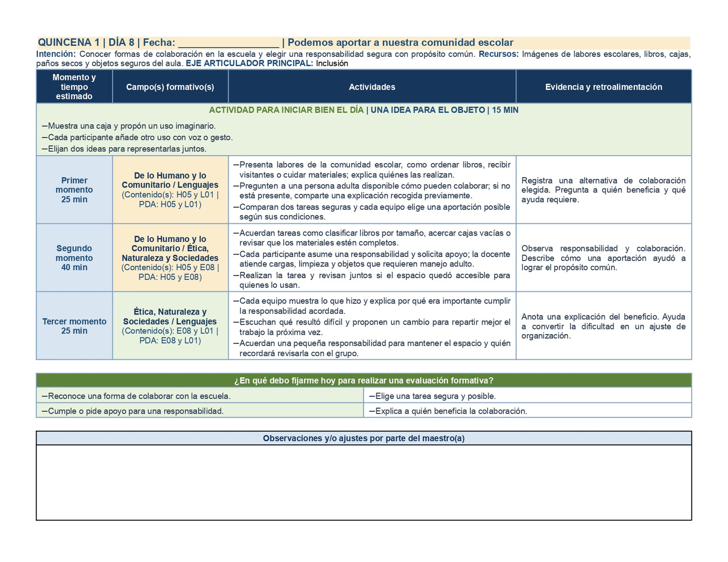 PLANEACIÓN 2° ⭐Preescolar Primer Periodo (Sep, Oct, Nov) ✏️Editable en Word
