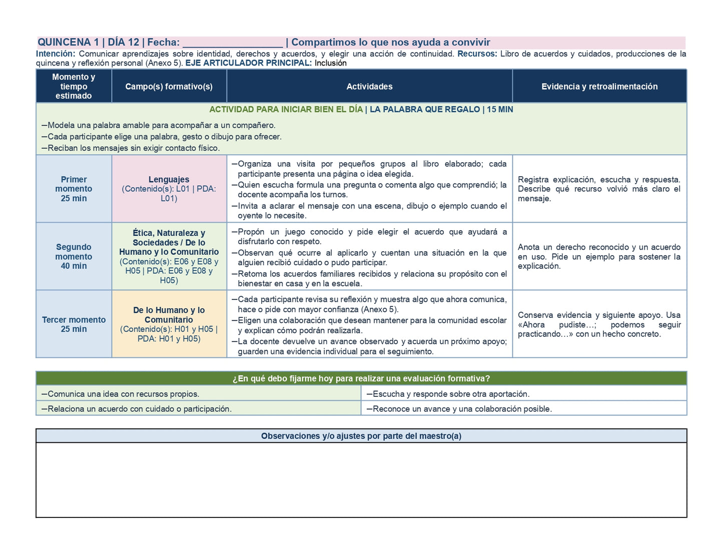 PLANEACIÓN 2° ⭐Preescolar Primer Periodo (Sep, Oct, Nov) ✏️Editable en Word