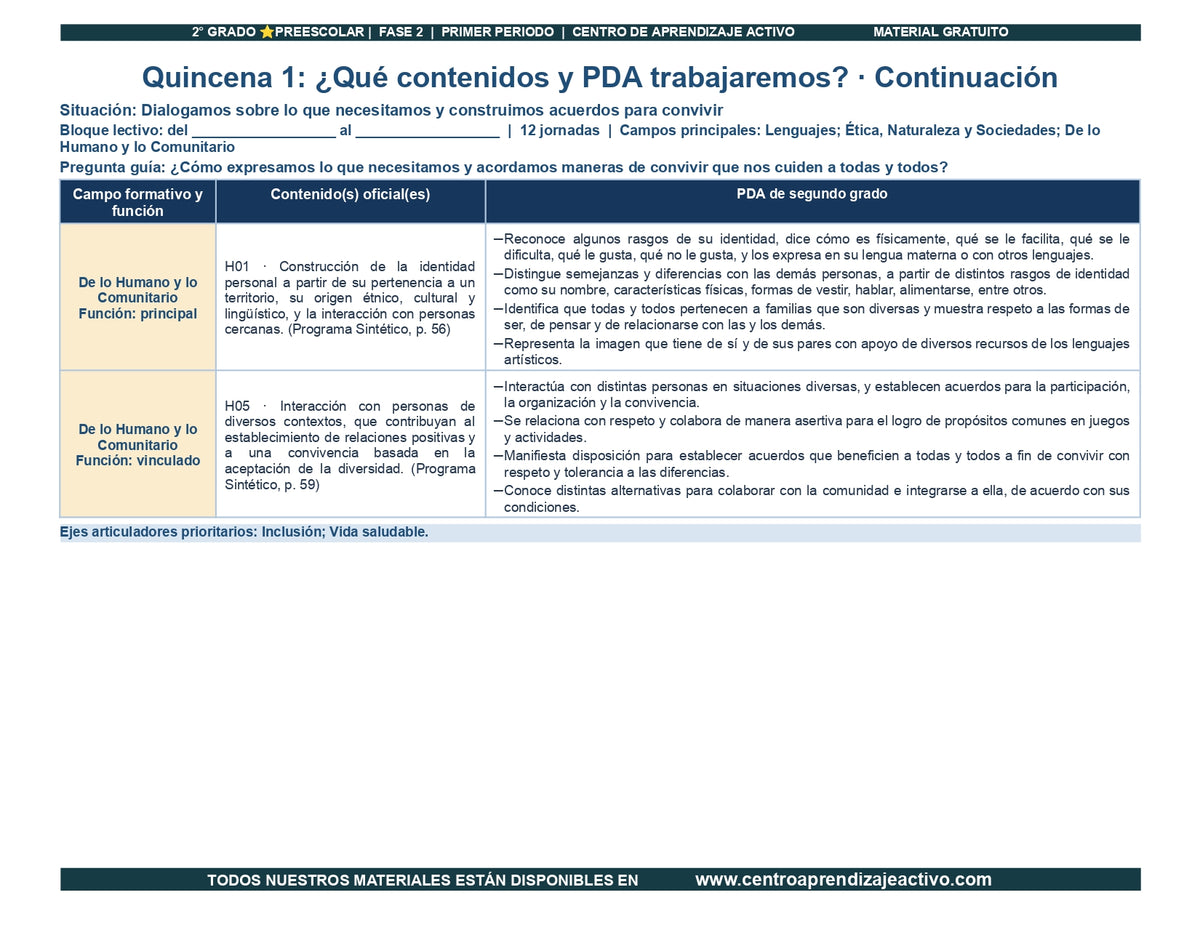 PLANEACIÓN 2° ⭐Preescolar Primer Periodo (Sep, Oct, Nov) en 🎁pdf