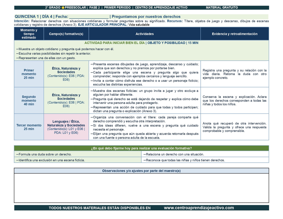 PLANEACIÓN 2° ⭐Preescolar Primer Periodo (Sep, Oct, Nov) en 🎁pdf