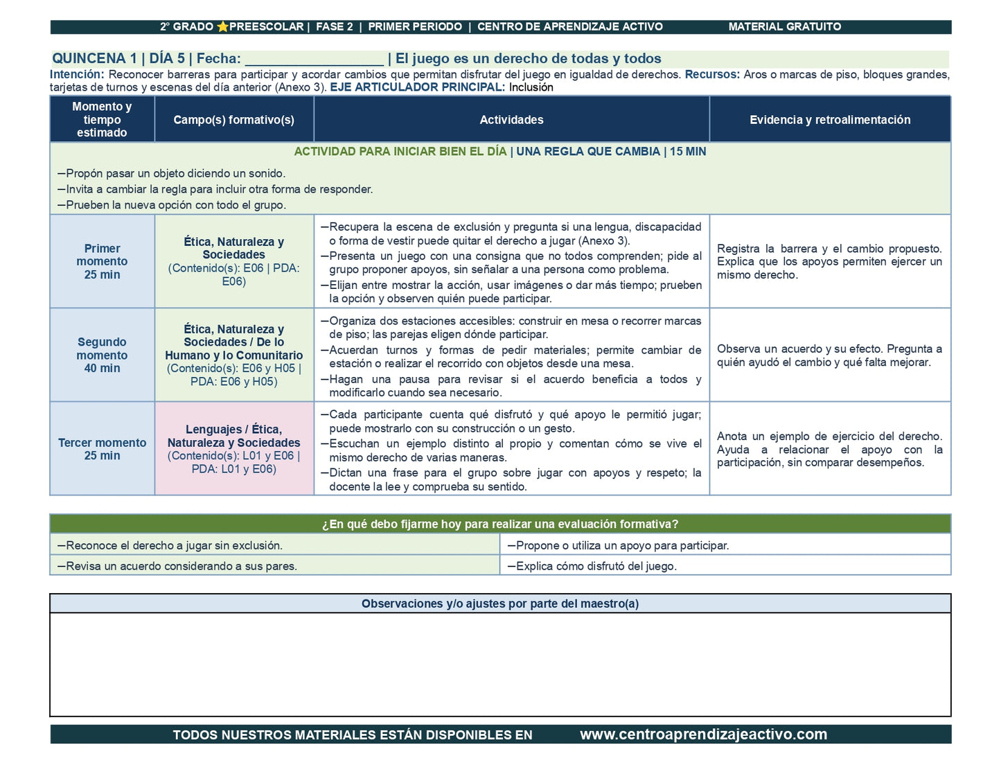 PLANEACIÓN 2° ⭐Preescolar Primer Periodo (Sep, Oct, Nov) en 🎁pdf