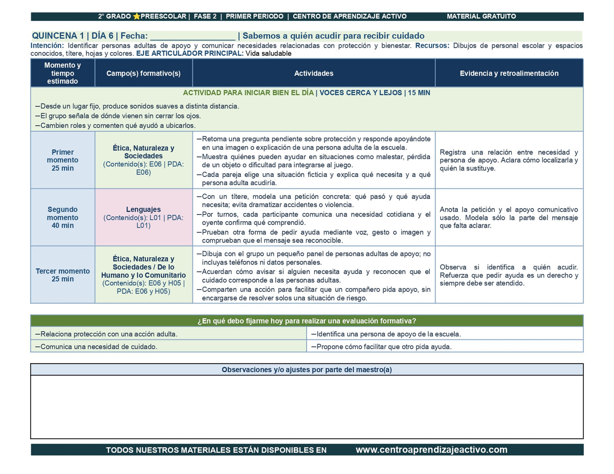 PLANEACIÓN 2° ⭐Preescolar Primer Periodo (Sep, Oct, Nov) en 🎁pdf