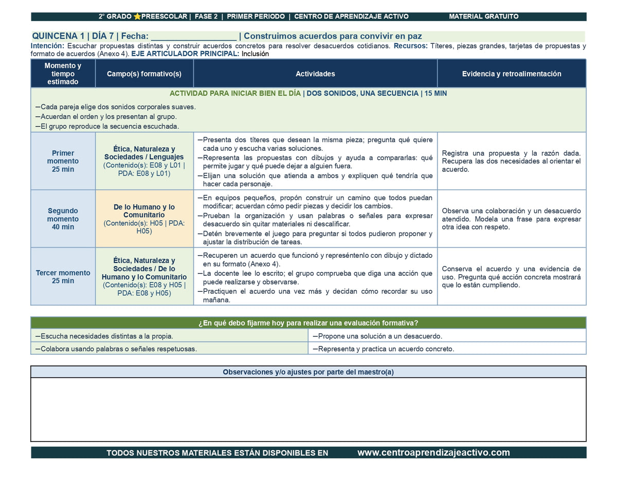 PLANEACIÓN 2° ⭐Preescolar Primer Periodo (Sep, Oct, Nov) en 🎁pdf