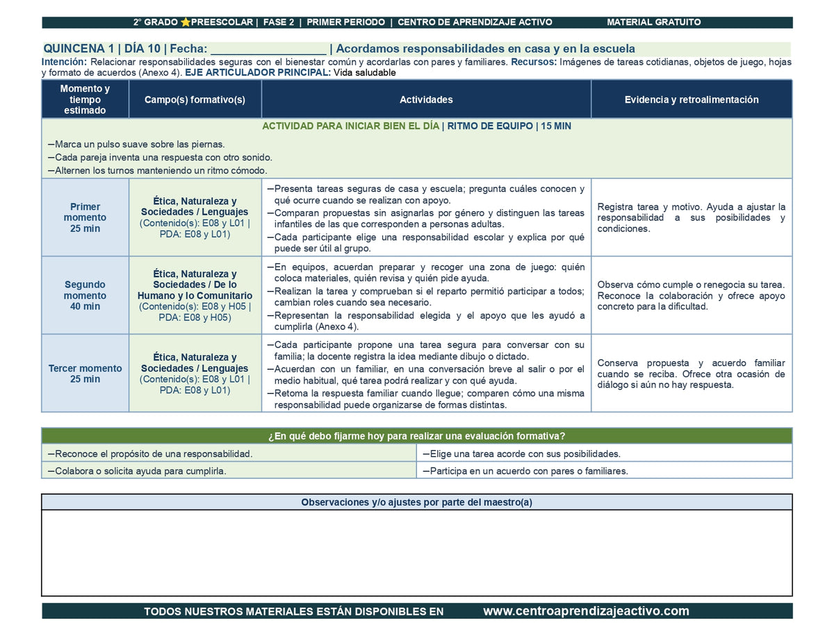 PLANEACIÓN 2° ⭐Preescolar Primer Periodo (Sep, Oct, Nov) en 🎁pdf