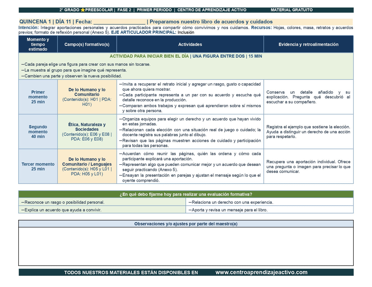 PLANEACIÓN 2° ⭐Preescolar Primer Periodo (Sep, Oct, Nov) en 🎁pdf